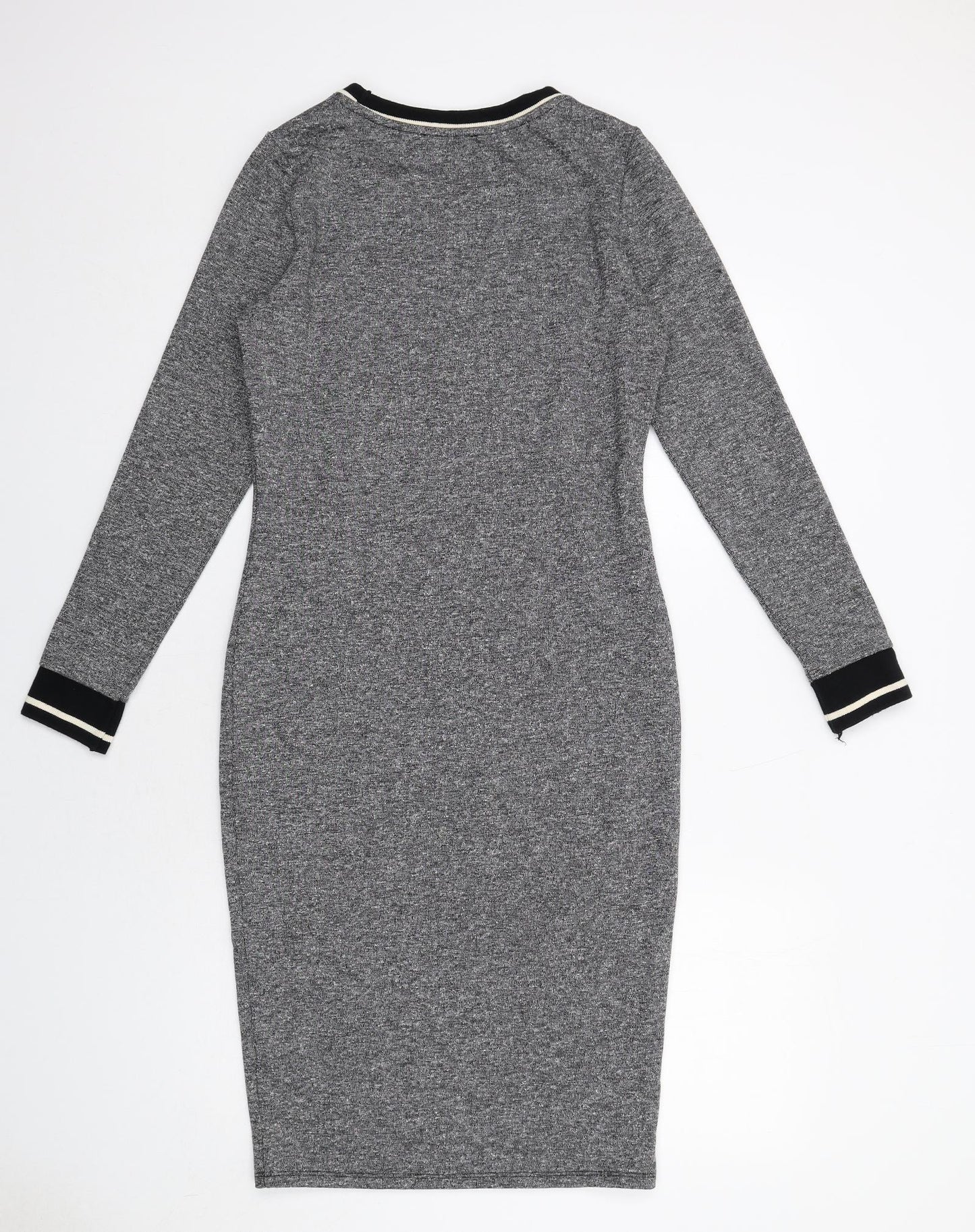 Marks and Spencer Womens Grey Polyester Jumper Dress Size 10 Round Neck Pullover