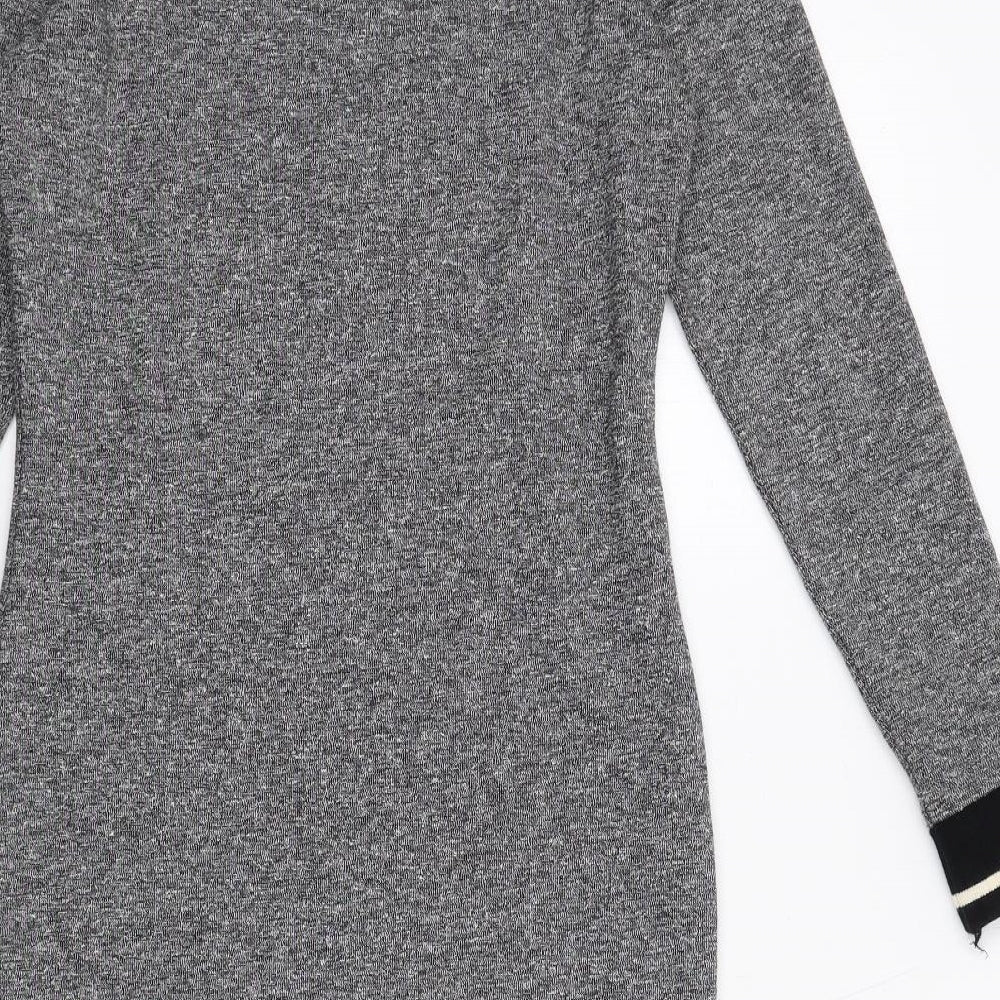 Marks and Spencer Womens Grey Polyester Jumper Dress Size 10 Round Neck Pullover