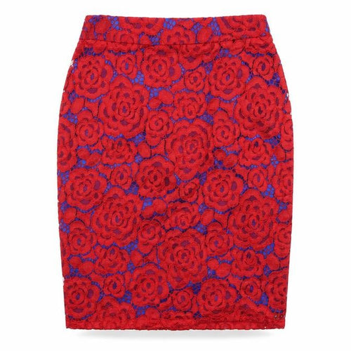 Marks and Spencer Womens Red Floral Polyamide A-Line Skirt Size 8 Zip