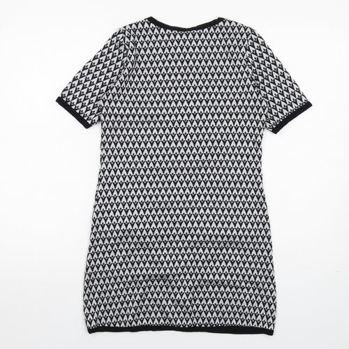 Dorothy Perkins Womens Black Geometric Polyester A-Line Size 6 Round Neck Pullover