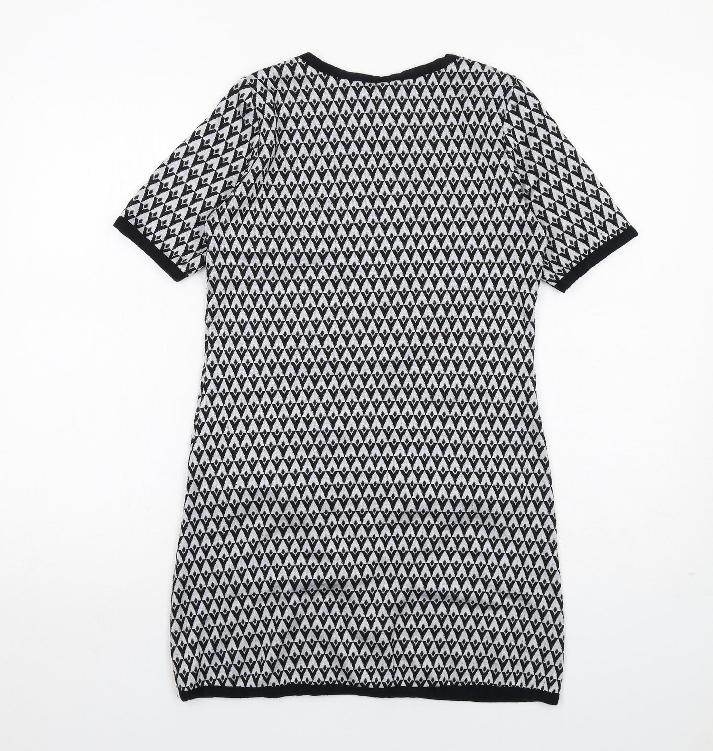 Dorothy Perkins Womens Black Geometric Polyester A-Line Size 6 Round Neck Pullover