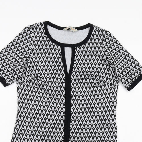Dorothy Perkins Womens Black Geometric Polyester A-Line Size 6 Round Neck Pullover