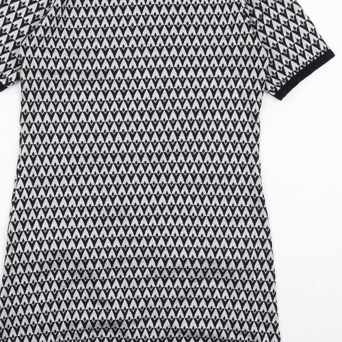 Dorothy Perkins Womens Black Geometric Polyester A-Line Size 6 Round Neck Pullover