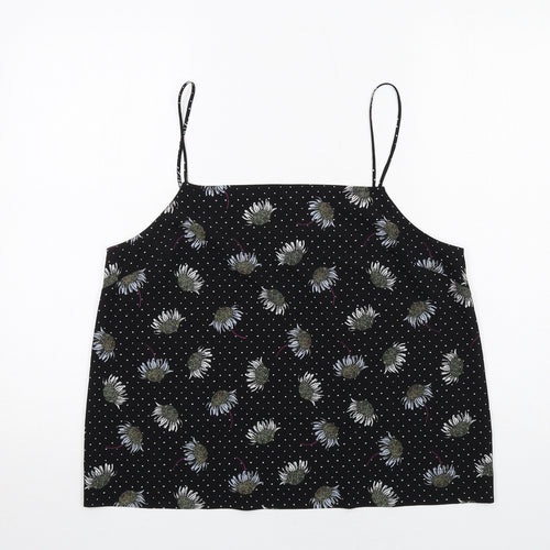 Topshop Womens Black Polka Dot Polyester Camisole Tank Size 14 Square Neck - Floral