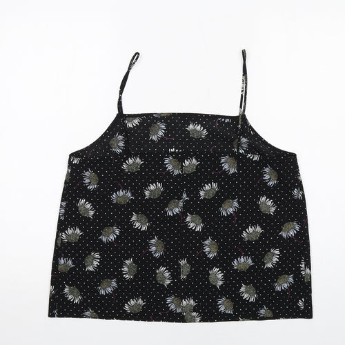 Topshop Womens Black Polka Dot Polyester Camisole Tank Size 14 Square Neck - Floral