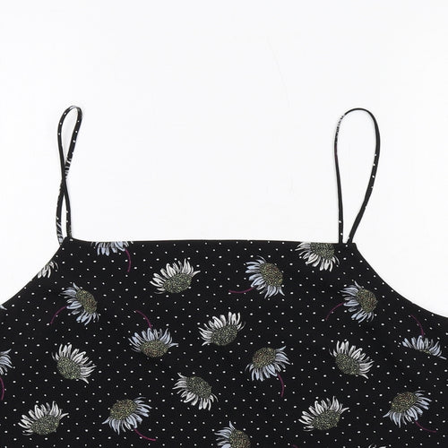 Topshop Womens Black Polka Dot Polyester Camisole Tank Size 14 Square Neck - Floral