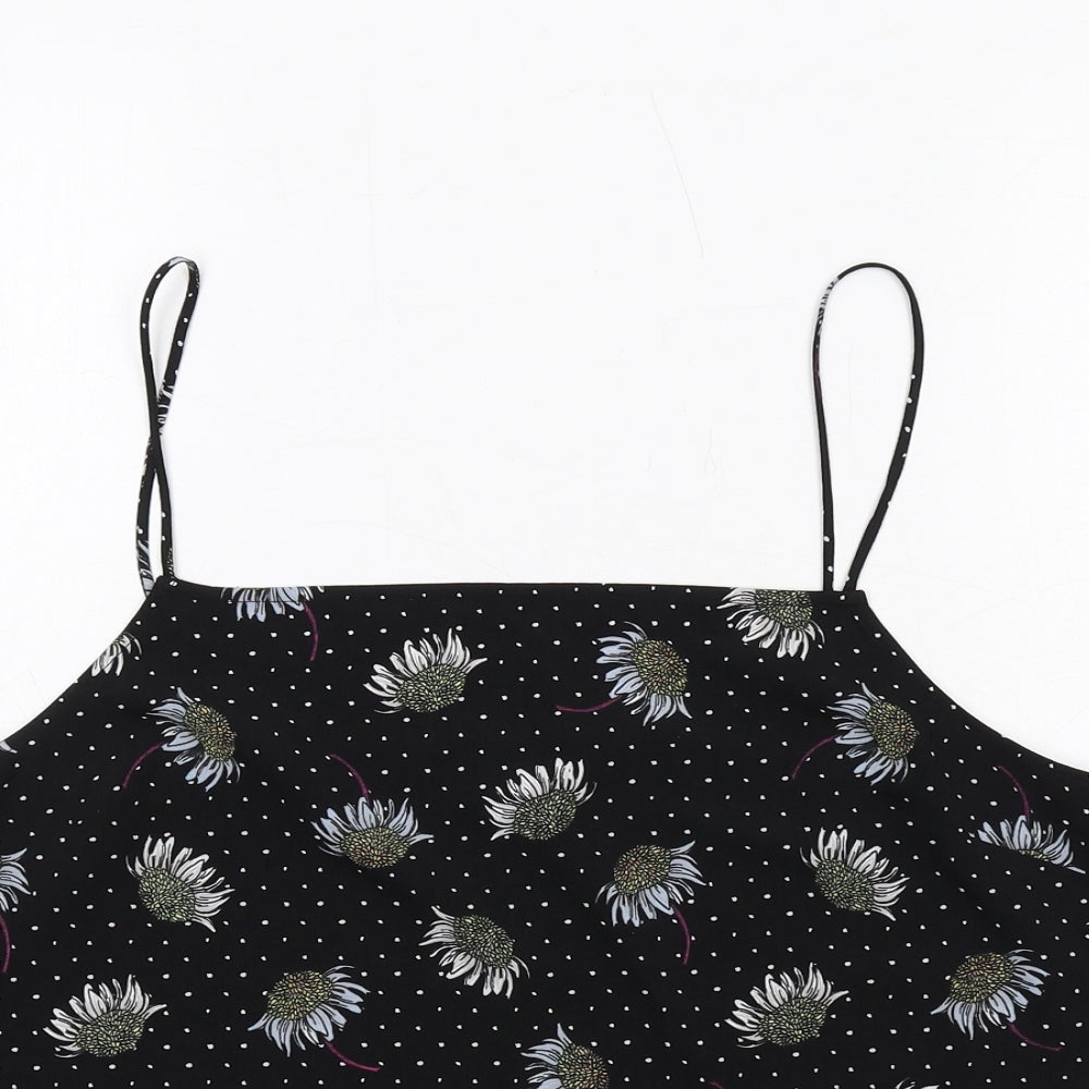 Topshop Womens Black Polka Dot Polyester Camisole Tank Size 14 Square Neck - Floral