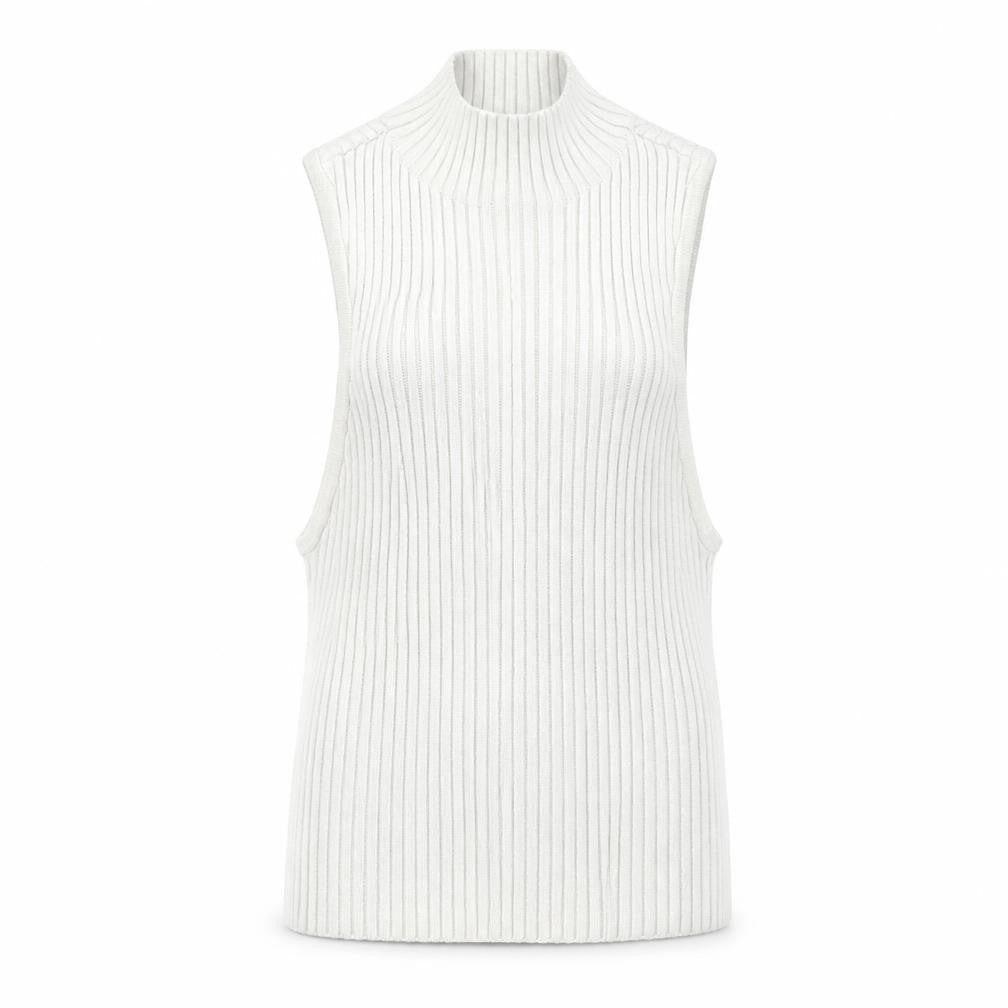 Front view of H&M women’s white viscose basic blouse, size S, mock neck - ribbed