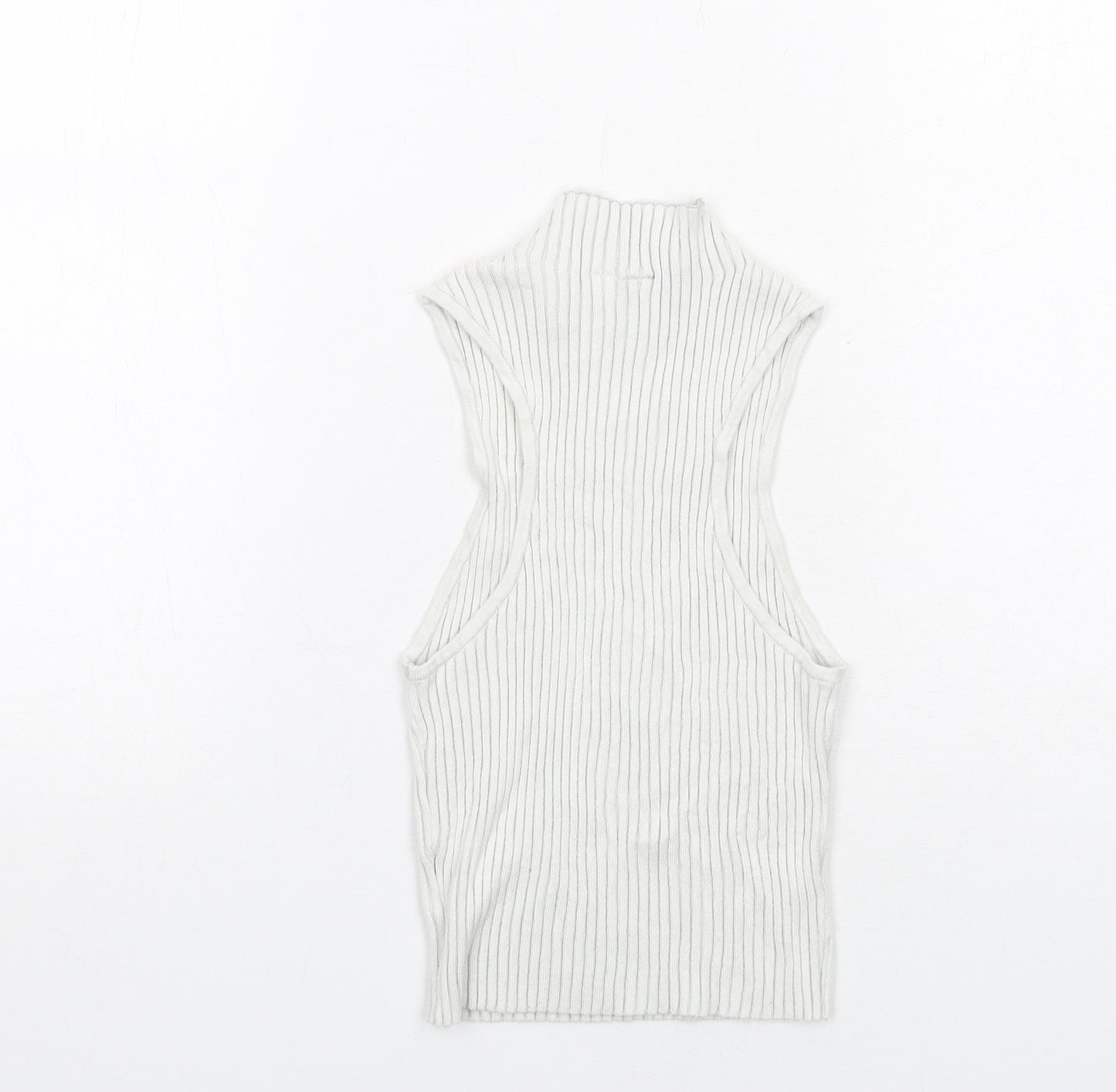 H&M Womens White Viscose Basic Blouse Size S Mock Neck - Ribbed