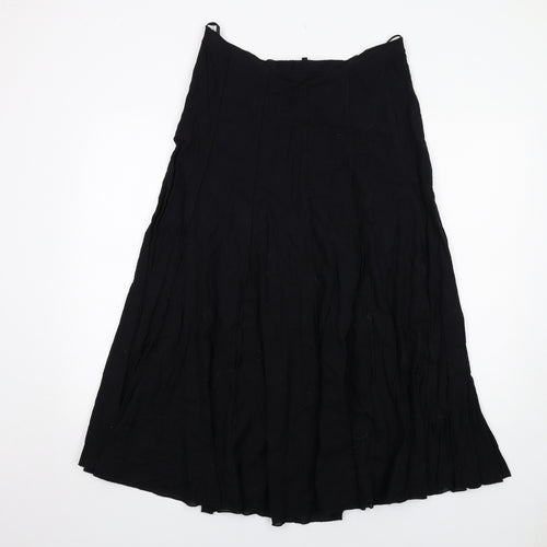 Jasper Conran Womens Black Cotton Swing Skirt Size 12 Zip