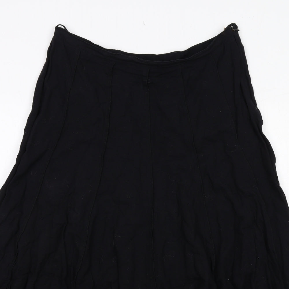 Jasper Conran Womens Black Cotton Swing Skirt Size 12 Zip