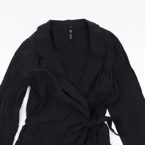 Zara Womens Black Cotton Playsuit One-Piece Size S Tie - Wrap Style
