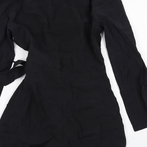 Zara Womens Black Cotton Playsuit One-Piece Size S Tie - Wrap Style