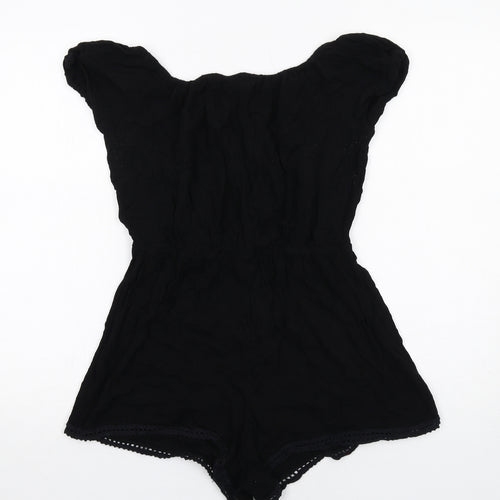 New Look Womens Black Viscose Playsuit One-Piece Size M Pullover