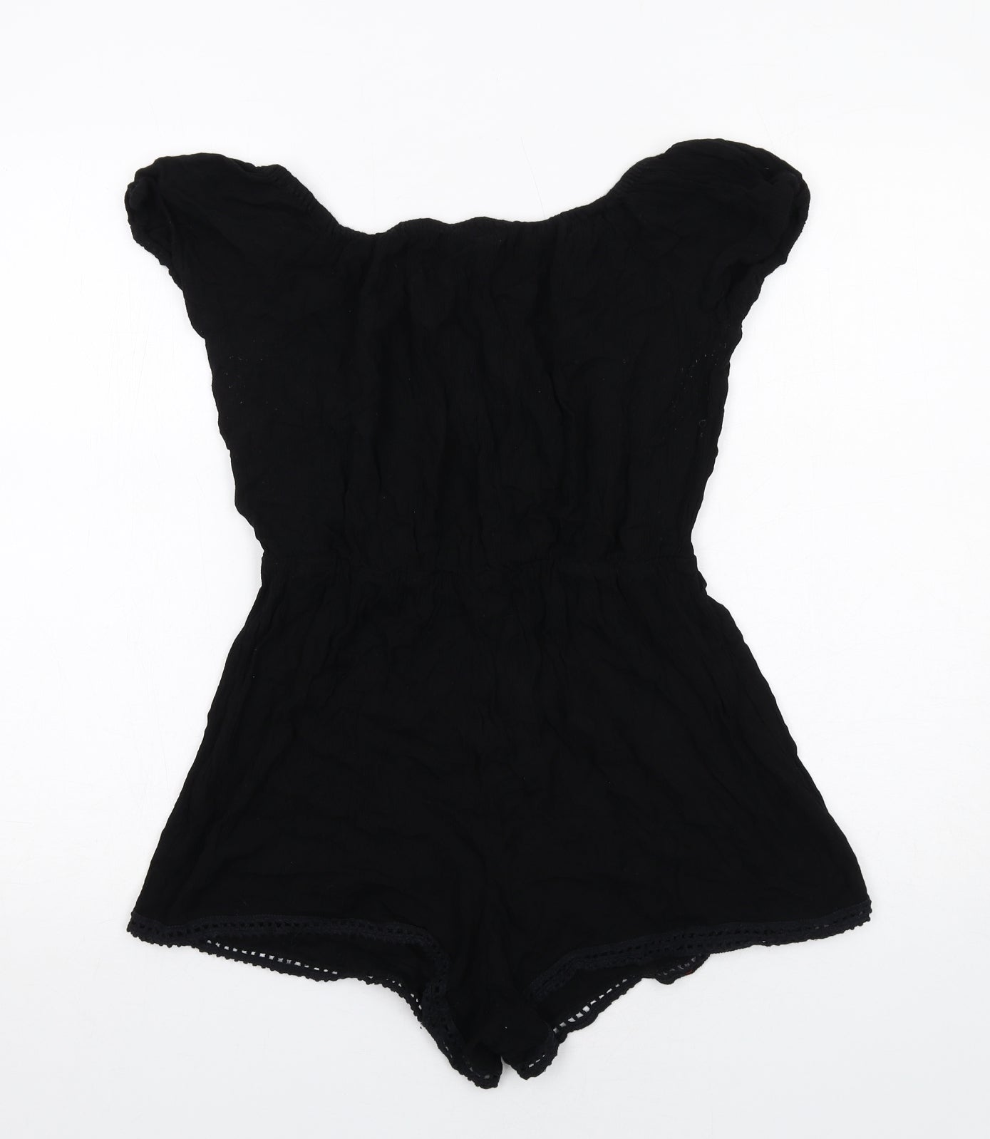 New Look Womens Black Viscose Playsuit One-Piece Size M Pullover