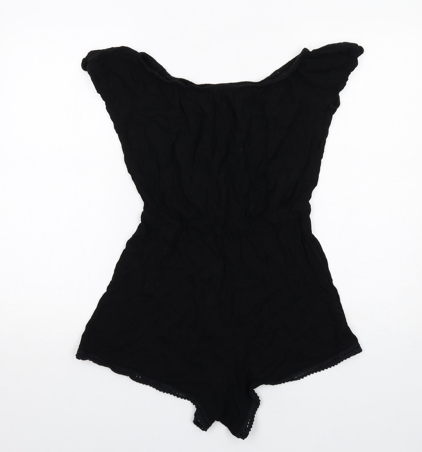 New Look Womens Black Viscose Playsuit One-Piece Size M Pullover