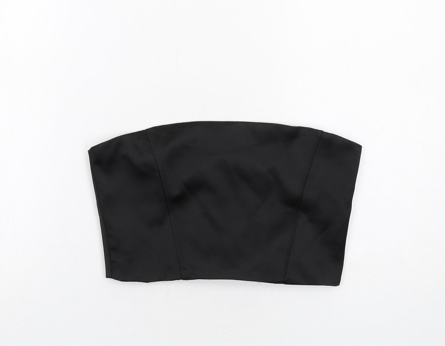 Zara Womens Black Polyester Cropped Blouse Size S Square Neck - Strapless