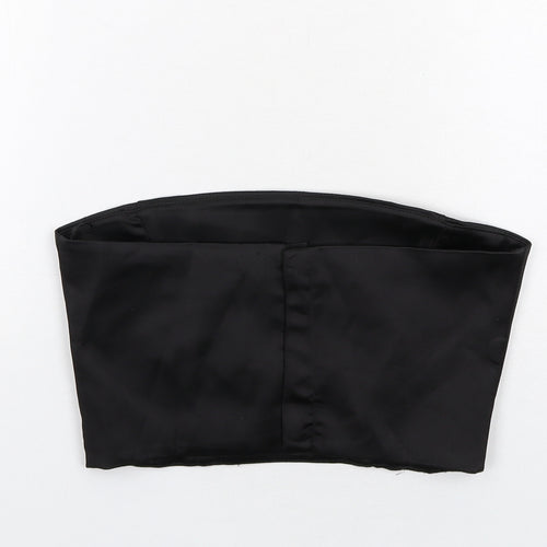 Zara Womens Black Polyester Cropped Blouse Size S Square Neck - Strapless