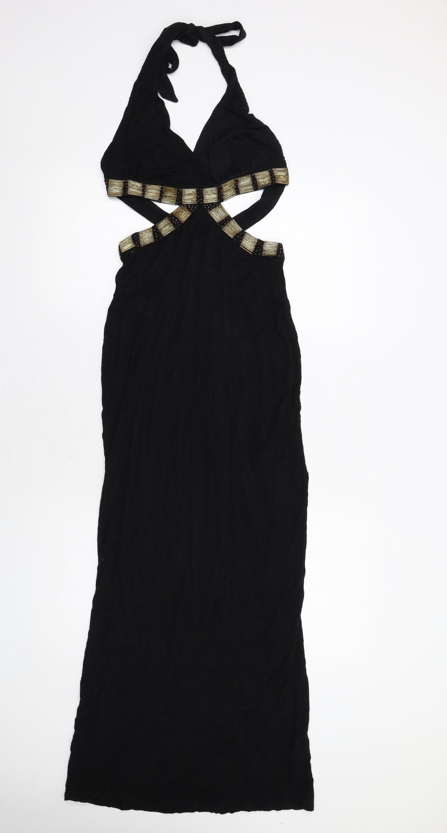 ASOS Womens Black Viscose Maxi Size 8 Halter Zip
