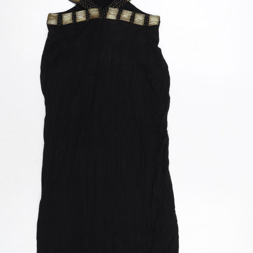 ASOS Womens Black Viscose Maxi Size 8 Halter Zip