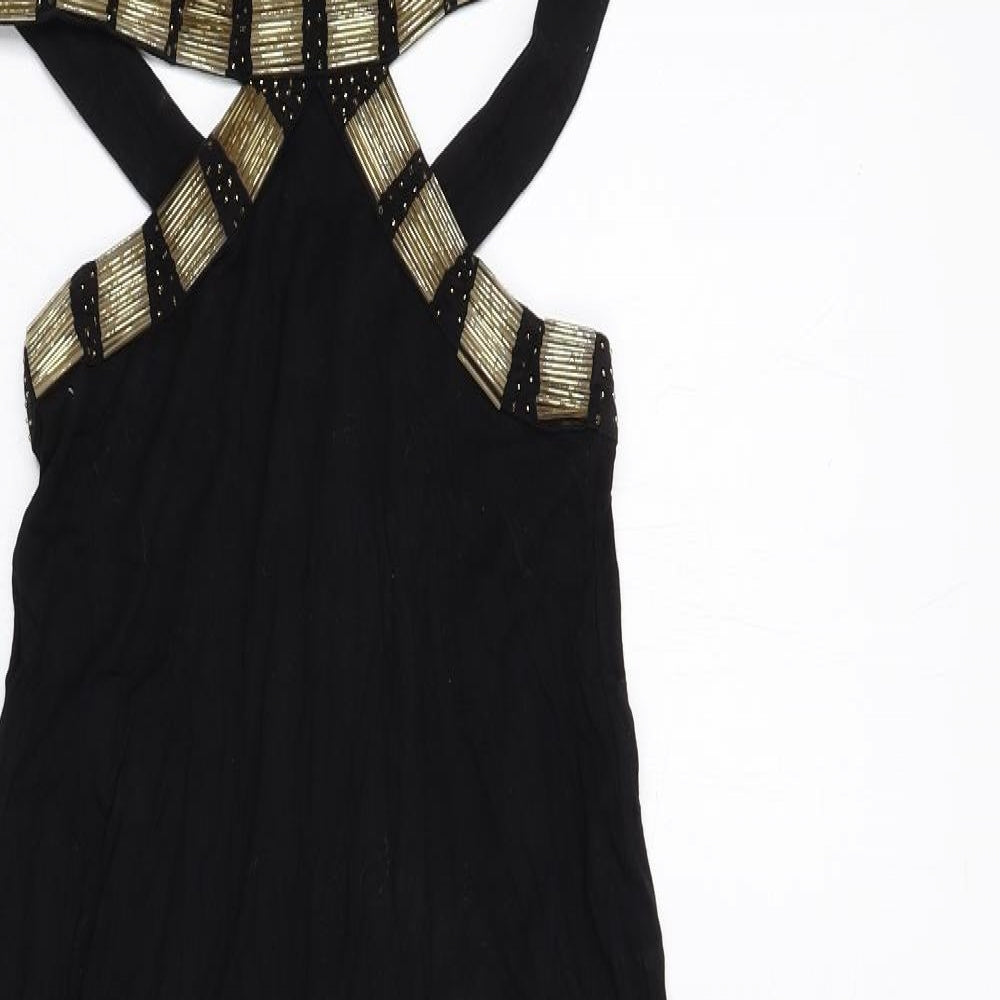 ASOS Womens Black Viscose Maxi Size 8 Halter Zip