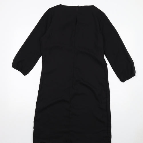 Marks and Spencer Womens Black Polyester A-Line Size 10 Round Neck Zip