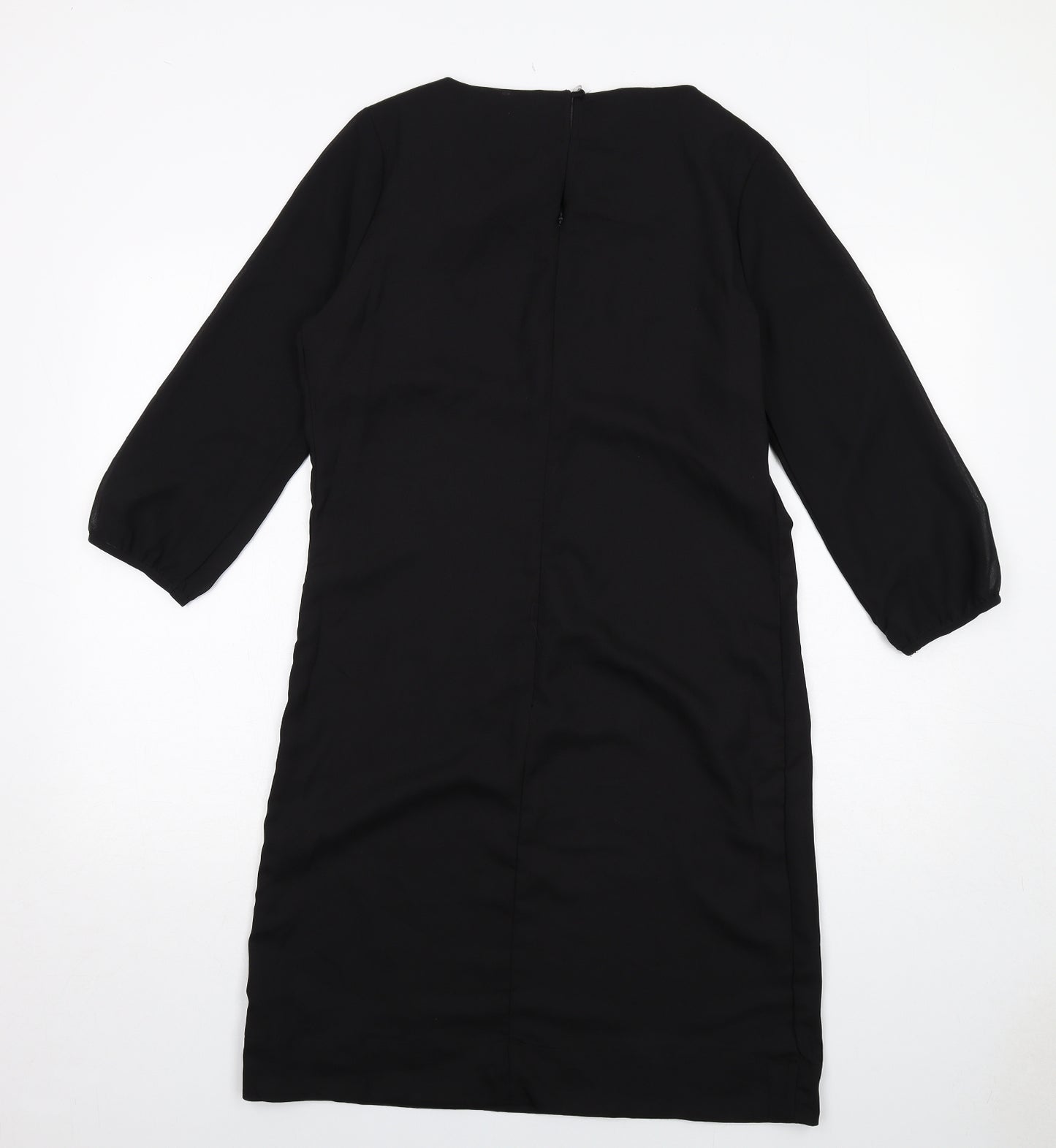 Marks and Spencer Womens Black Polyester A-Line Size 10 Round Neck Zip