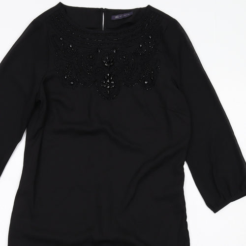 Marks and Spencer Womens Black Polyester A-Line Size 10 Round Neck Zip