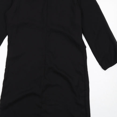 Marks and Spencer Womens Black Polyester A-Line Size 10 Round Neck Zip