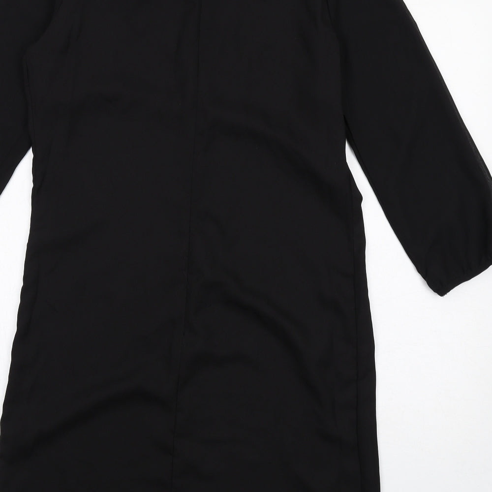 Marks and Spencer Womens Black Polyester A-Line Size 10 Round Neck Zip