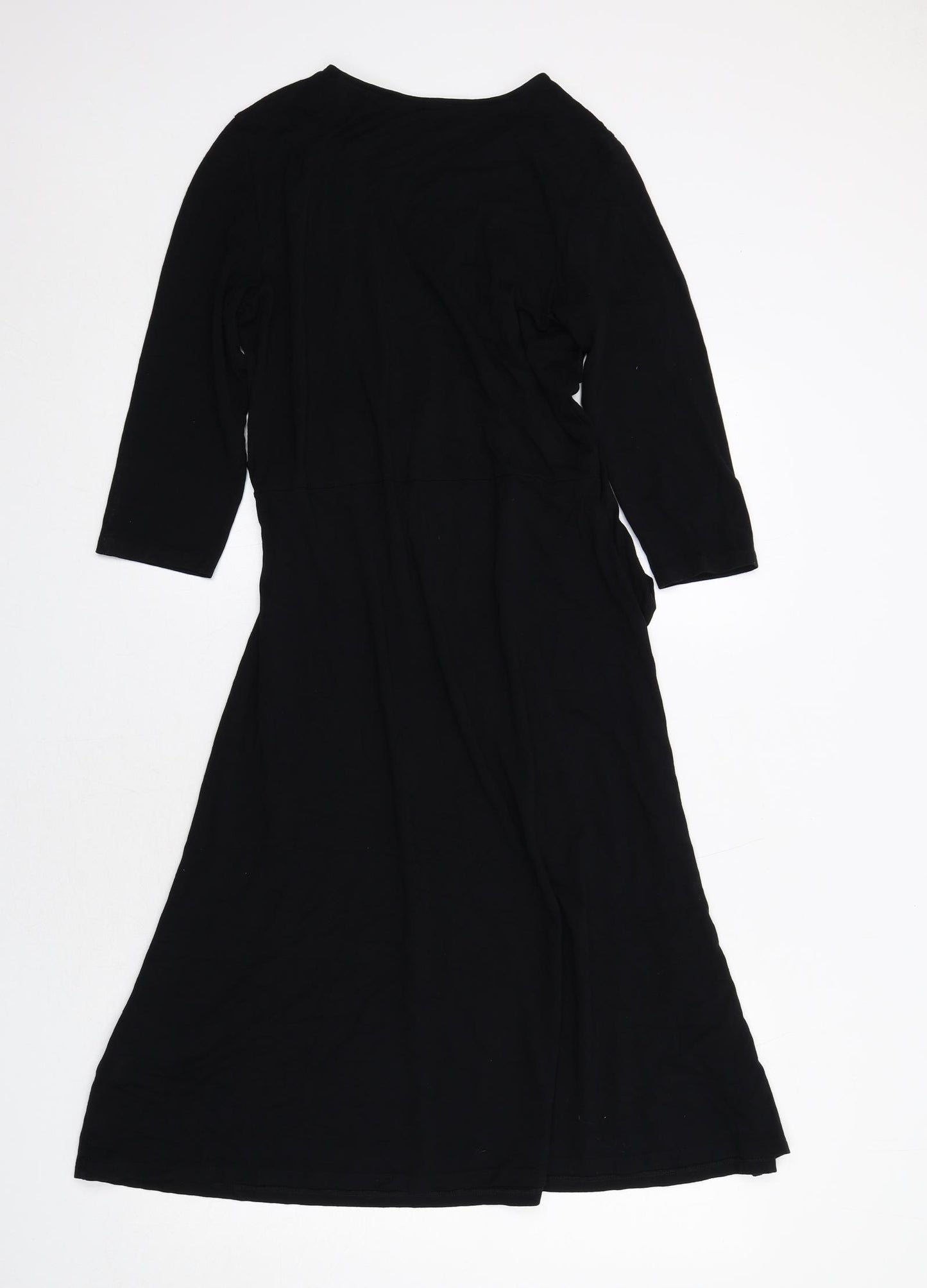 Marks and Spencer Womens Black Viscose Trapeze & Swing Size 14 V-Neck Pullover