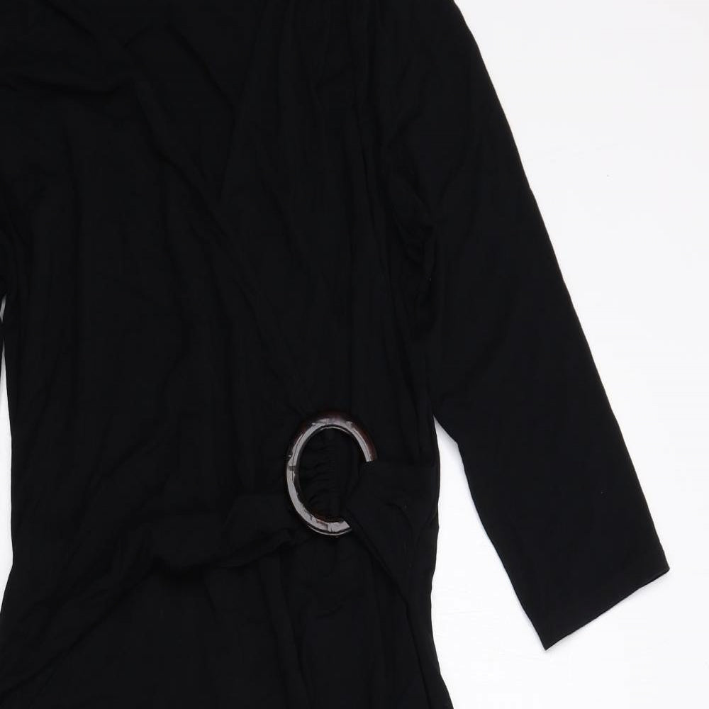 Marks and Spencer Womens Black Viscose Trapeze & Swing Size 14 V-Neck Pullover