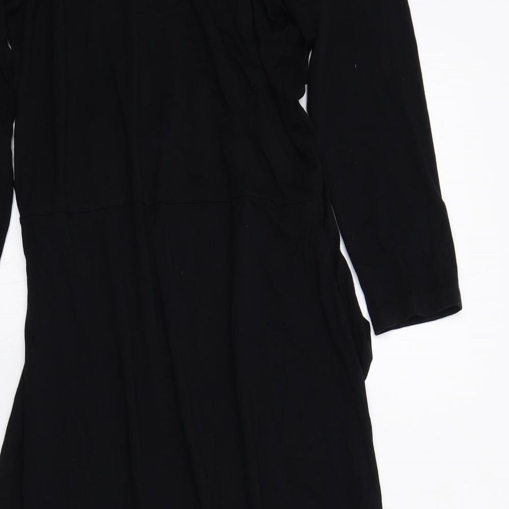 Marks and Spencer Womens Black Viscose Trapeze & Swing Size 14 V-Neck Pullover