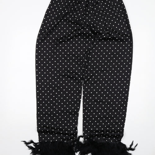Cameo Rose Womens Black Polka Dot Polyester Trousers Size 14 Regular - Feather Cuff