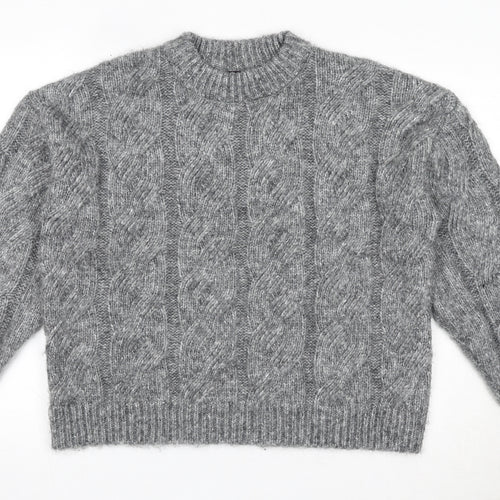 Marks and Spencer Womens Grey Round Neck Polyester Pullover Jumper Size M