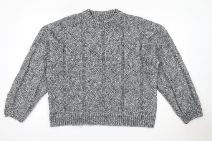 Marks and Spencer Womens Grey Round Neck Polyester Pullover Jumper Size M