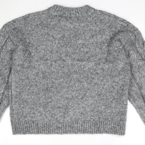 Marks and Spencer Womens Grey Round Neck Polyester Pullover Jumper Size M
