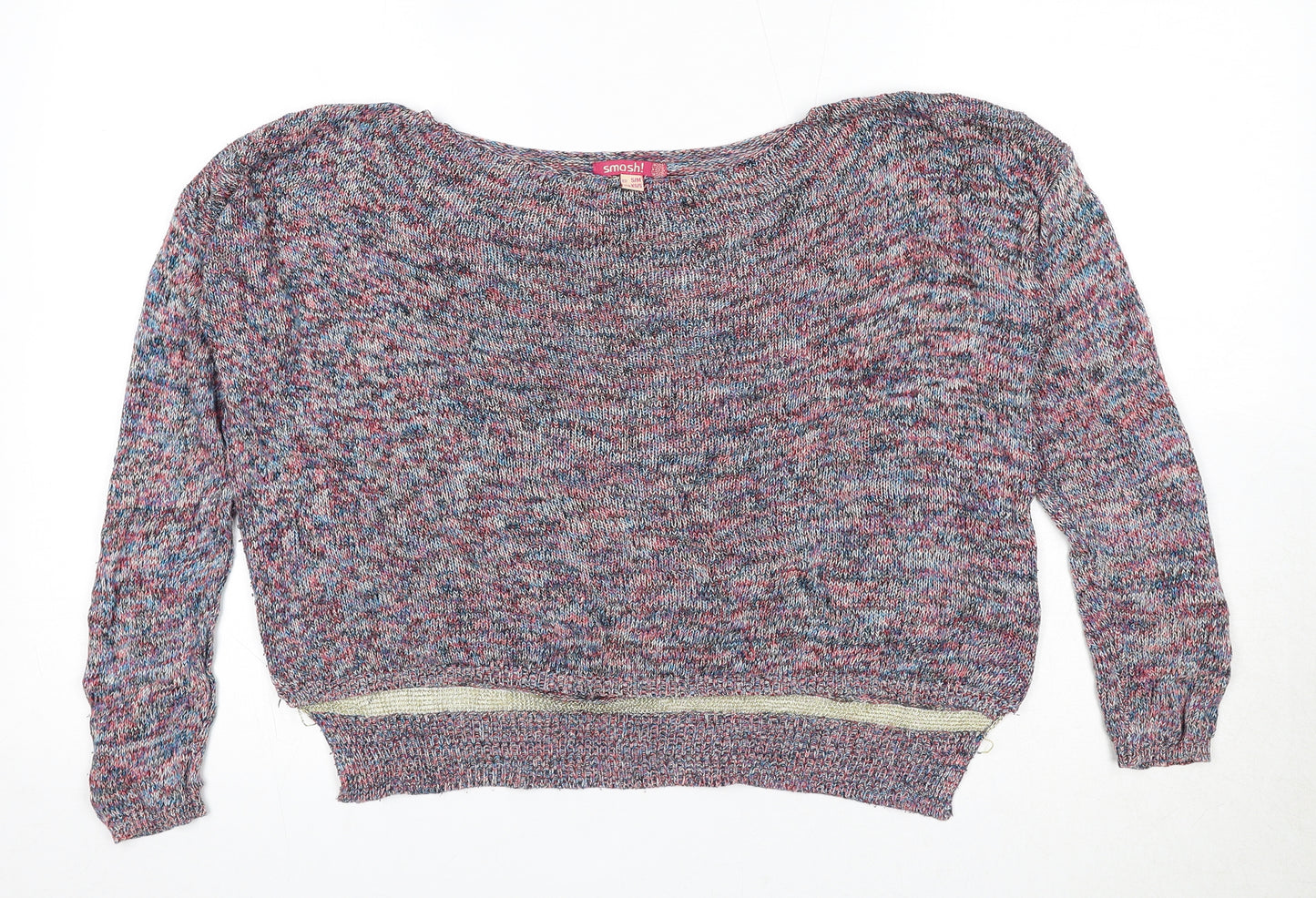 Smash Womens Multicoloured Boat Neck Polyester Pullover Jumper Size S