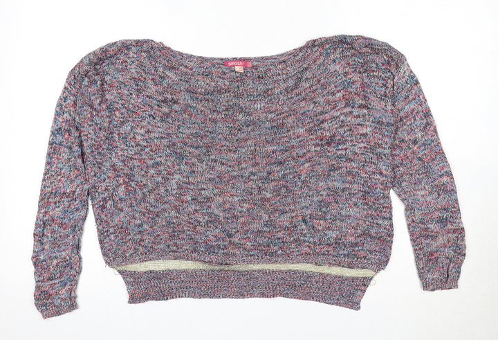 Smash Womens Multicoloured Boat Neck Polyester Pullover Jumper Size S