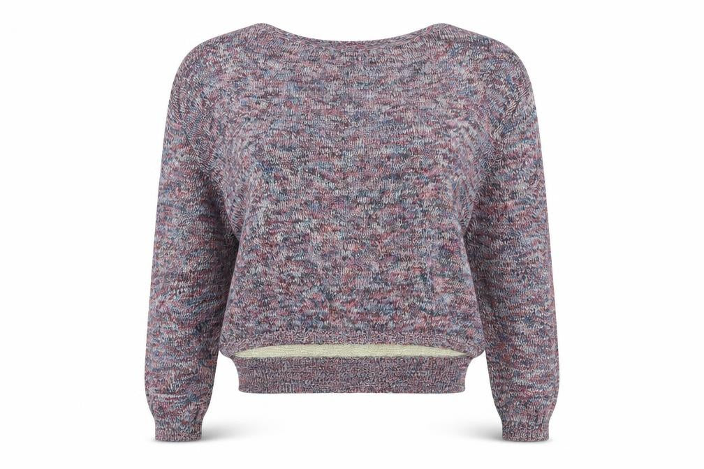 Front view of Smash women’s multicoloured boat neck polyester jumper, size S
