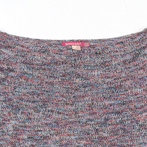 Smash Womens Multicoloured Boat Neck Polyester Pullover Jumper Size S