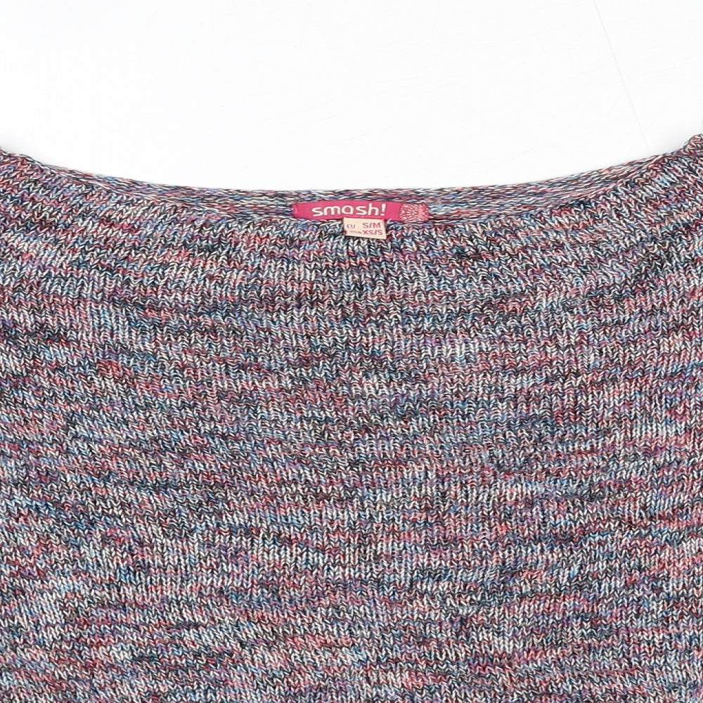 Smash Womens Multicoloured Boat Neck Polyester Pullover Jumper Size S