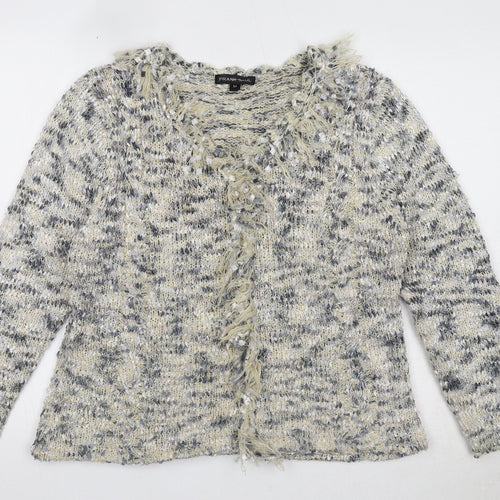 Frank Saul Womens Blue V-Neck Polyester Cardigan Jumper Size M