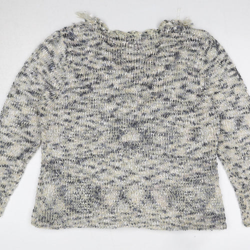 Frank Saul Womens Blue V-Neck Polyester Cardigan Jumper Size M