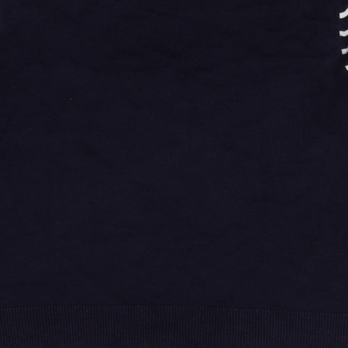 Oasis Womens Blue Round Neck Striped Cotton Pullover Jumper Size S - Bonjour