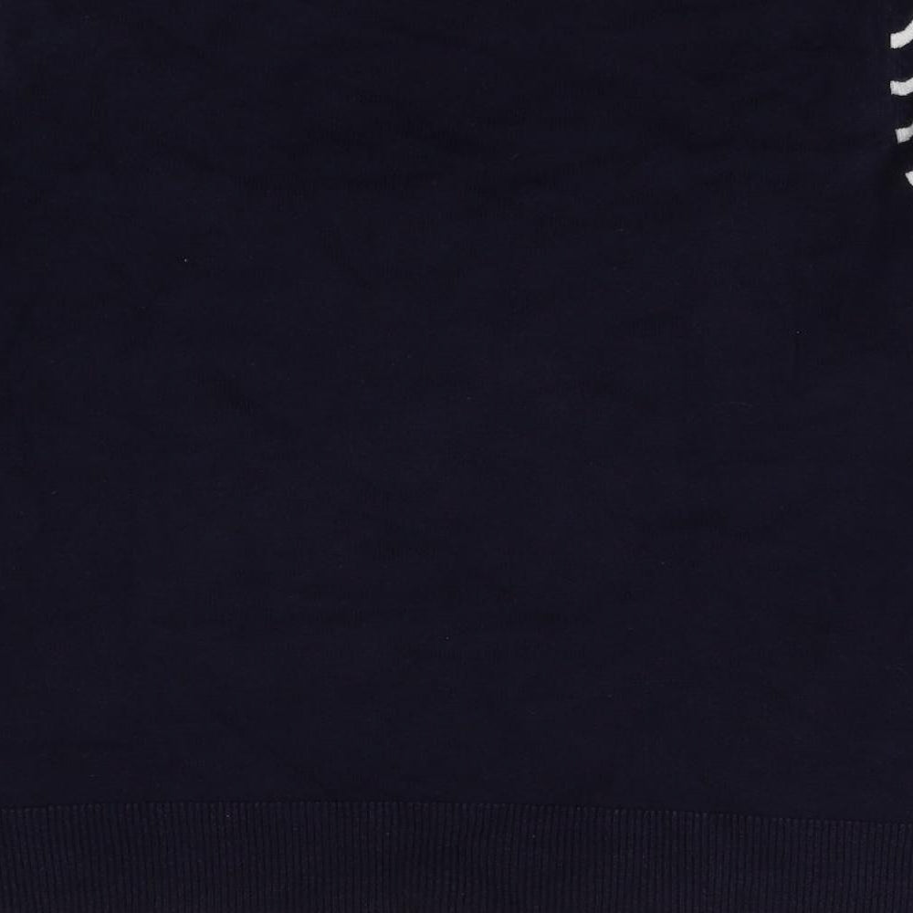 Oasis Womens Blue Round Neck Striped Cotton Pullover Jumper Size S - Bonjour