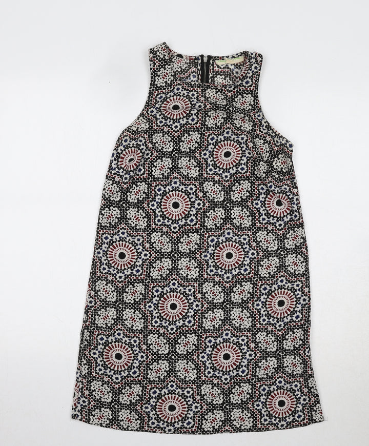 Staring at Stars Womens Black Geometric Polyester Shift Size XS Round Neck Zip - Mosaic Print