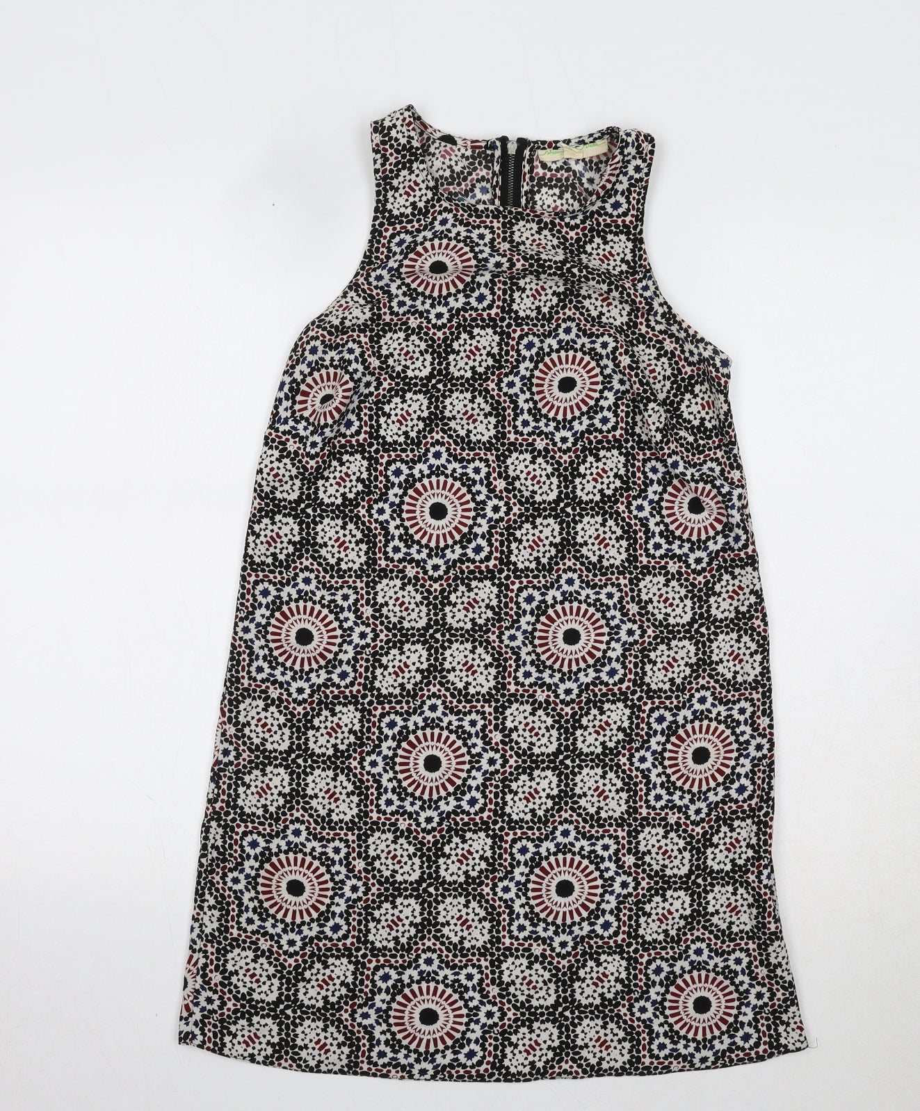 Staring at Stars Womens Black Geometric Polyester Shift Size XS Round Neck Zip - Mosaic Print