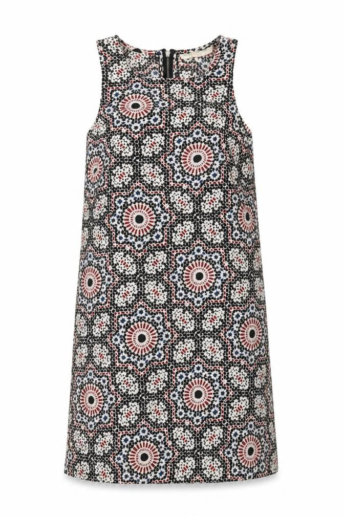 Staring at Stars Womens Black Geometric Polyester Shift Size XS Round Neck Zip - Mosaic Print