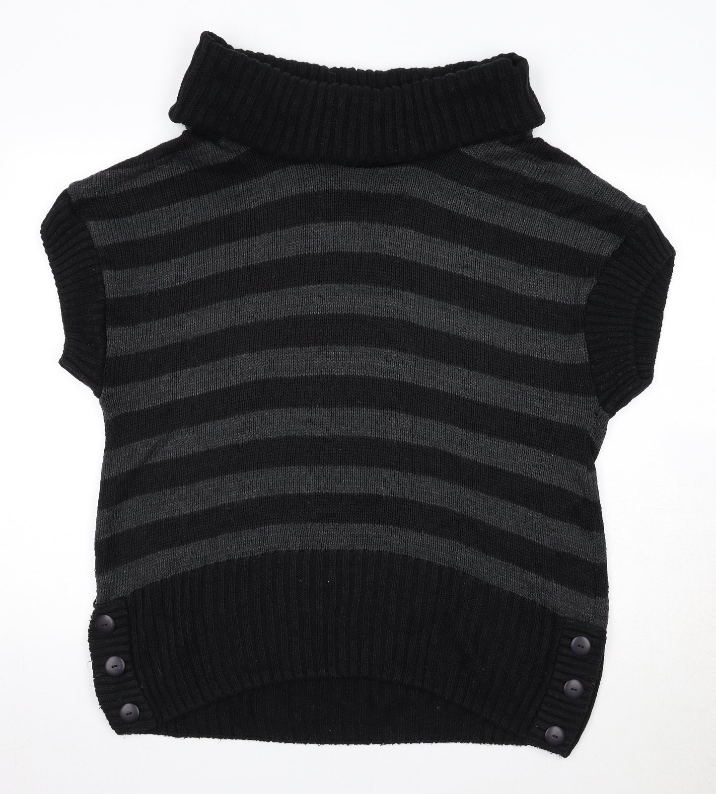 Dorothy Perkins Womens Black Roll Neck Striped Acrylic Pullover Jumper Size 14